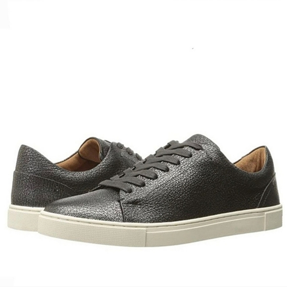 Frye Women's Ivy Low Lace Sneaker Pewter Leather